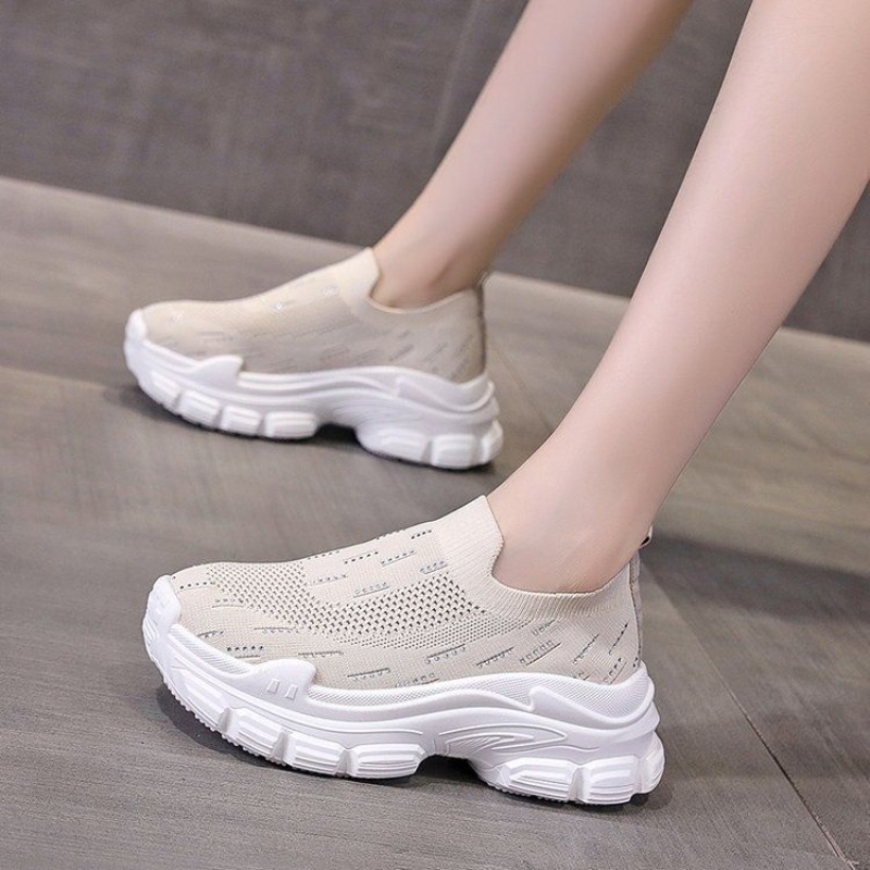 Crystal Mesh Fabric - Women Platform Thick Sole Sports Casual
