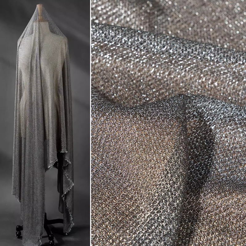 Light Gray Metallic Thread Fab - Crystal Mesh Fabric review and price