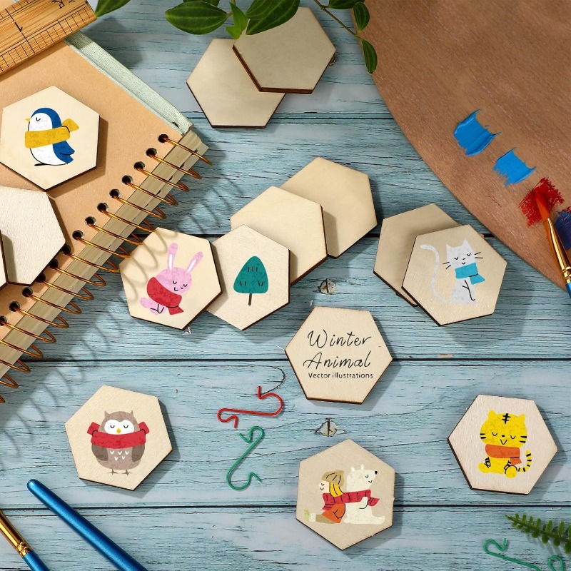 50PCS 4CM Unfinished Wood Hexa - Embellish Craft review and price