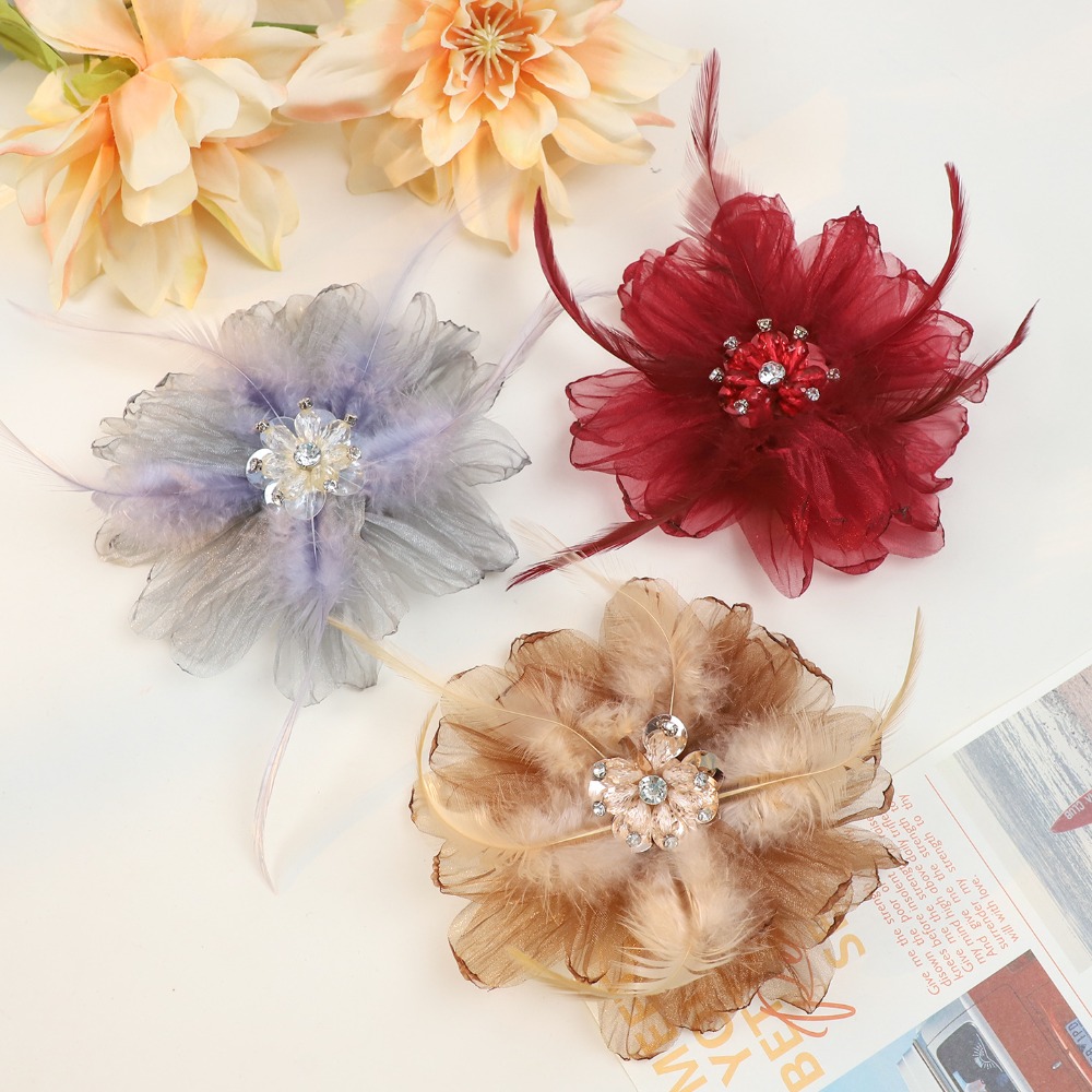 Handmade Mesh Feather Flower B - Crystal Mesh Fabric review and price